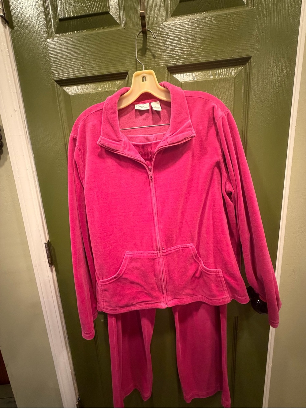 Kim Rogers Hot Pink Velour Full-Zip Jacket